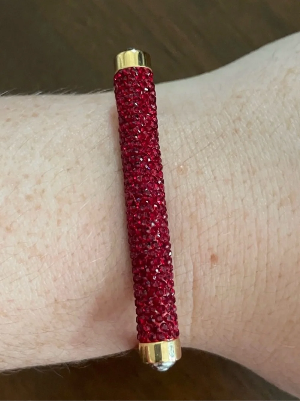 henri bendel Gold-Tone Bracelet with Red Crystal Bar